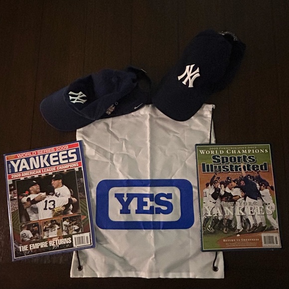 Other - Lot of New York Yankees Hats, magazines, bag and pin.